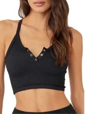NWT Free People Free Throw Henley Black